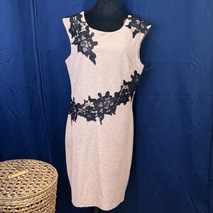 Chic Light Pink and Black Floral Dress